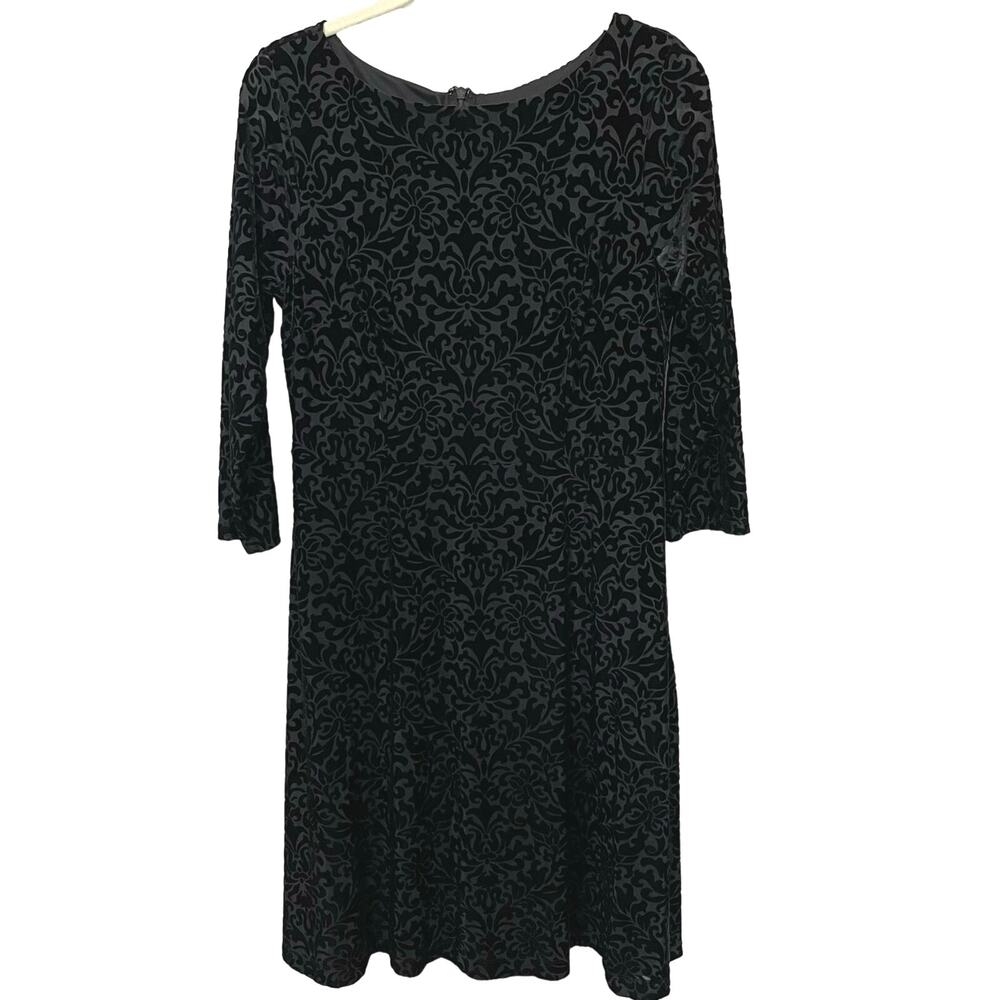 Talbots Velvety Embossed Midi Dress Sz Medium Classic‎ Stretchy Elegant